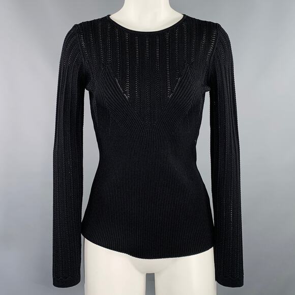 MANOUSH Size M Black Rayon Blend Rib Knit Pullover - Picture 1 of 7